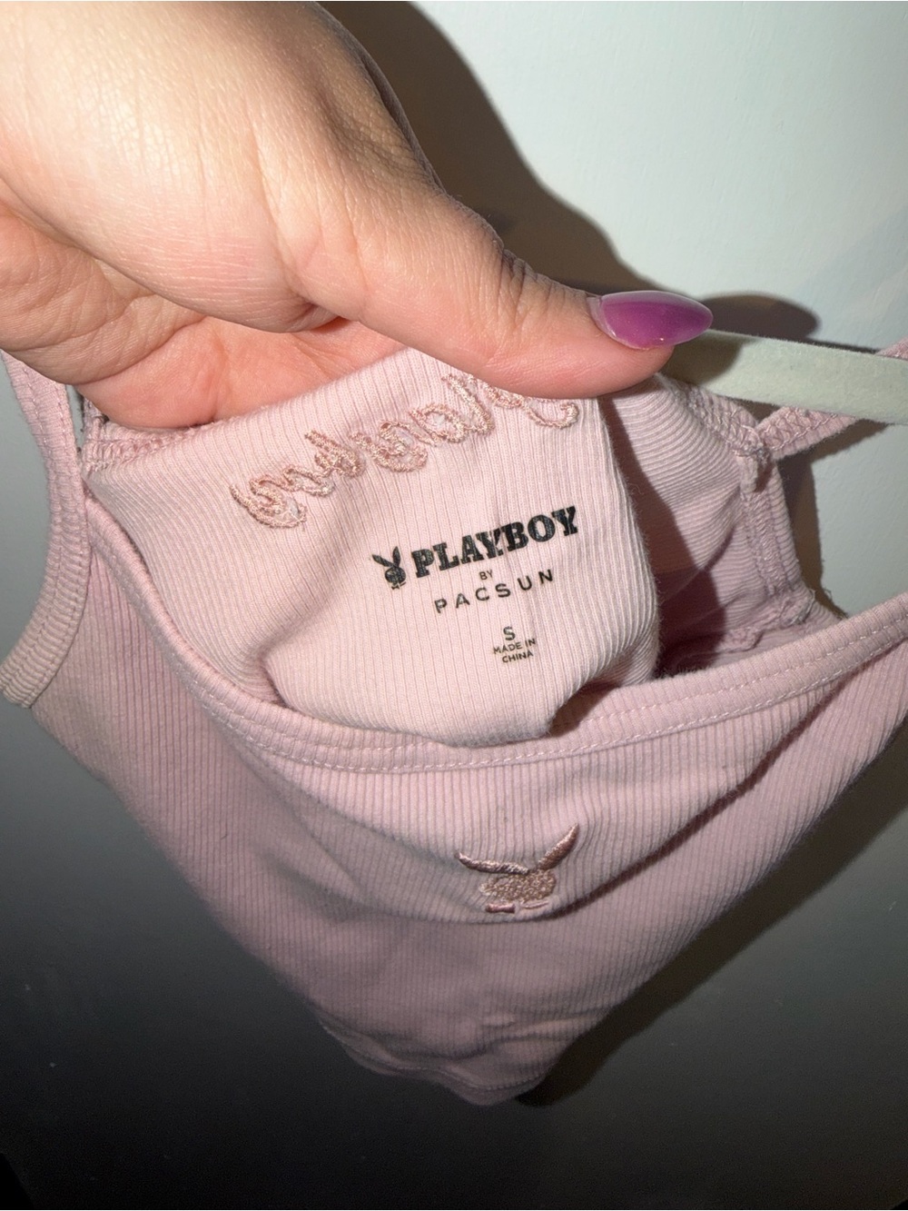 PLAYBOY Light Pink Ribbed Crop Tank - Picture 6 of 6
